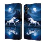 For Samsung Galaxy A55 5G Crystal Painted Leather Phone case(White Horse) - 1