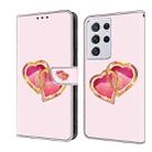 For Samsung Galaxy S21 Ultra 5G Crystal Painted Leather Phone case(Love Peach) - 1