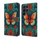 For Samsung Galaxy S22 Ultra 5G Crystal Painted Leather Phone case(Flower Butterfly) - 1