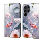 For Samsung Galaxy S22 Ultra 5G Crystal Painted Leather Phone case(Koi) - 1