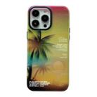 For iPhone 15 Pro Max SUNSET Coconut Tree Dual-side Laminating Laser Phone Case(Yellow) - 1