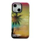 For iPhone 14 SUNSET Coconut Tree Dual-side Laminating Laser Phone Case(Yellow) - 1