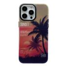 For iPhone 14 Pro Max SUNSET Coconut Tree Dual-side Laminating Laser Phone Case(Red) - 1