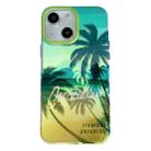 For iPhone 15 Beach Coconut Dual-side Laminating Laser Frosted Phone Case(Green Yellow) - 1