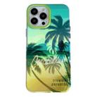 For iPhone 14 Pro Beach Coconut Dual-side Laminating Laser Frosted Phone Case(Green Yellow) - 1