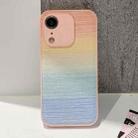 For iPhone XR PU Coated PC Hybrid TPU Phone Case(Gradient Pink) - 1