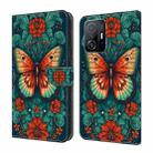 For Xiaomi 11T Pro Crystal Painted Leather Phone case(Flower Butterfly) - 1