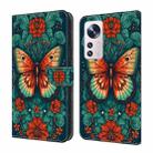 For Xiaomi 12 Pro Crystal Painted Leather Phone case(Flower Butterfly) - 1