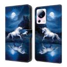 For Xiaomi 13 Lite Crystal Painted Leather Phone case(White Horse) - 1