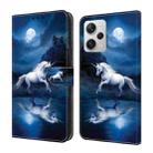 For Xiaomi Redmi Note 12 Pro+ 5G Global Crystal Painted Leather Phone case(White Horse) - 1