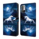 For Xiaomi Redmi Note 10 5G Crystal Painted Leather Phone case(White Horse) - 1