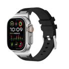 For Apple Watch Ultra 2 49mm Loners Liquid Silicone Watch Band(Silver Black) - 1