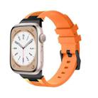 For Apple Watch SE 2023 44mm Loners Liquid Silicone Watch Band(Black Orange) - 1