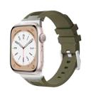 For Apple Watch SE 2023 44mm Loners Liquid Silicone Watch Band(Silver Green) - 1