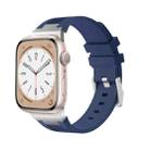 For Apple Watch SE 2023 44mm Loners Liquid Silicone Watch Band(Silver Midnight Blue) - 1