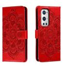 For OnePlus 9 Pro Sun Mandala Embossing Pattern Phone Leather Case(Red) - 1