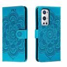 For OnePlus 9 Pro Sun Mandala Embossing Pattern Phone Leather Case(Blue) - 1