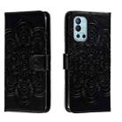 For OnePlus 9R Sun Mandala Embossing Pattern Phone Leather Case(Black) - 1