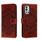 For OnePlus 9R Sun Mandala Embossing Pattern Phone Leather Case(Brown) - 1