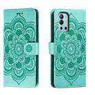 For OnePlus 9R Sun Mandala Embossing Pattern Phone Leather Case(Green) - 1