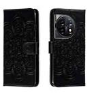 For OnePlus 11 Sun Mandala Embossing Pattern Phone Leather Case(Black) - 1