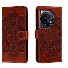 For OnePlus 11 Sun Mandala Embossing Pattern Phone Leather Case(Brown) - 1