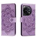 For OnePlus 11 Sun Mandala Embossing Pattern Phone Leather Case(Purple) - 1