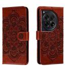 For OnePlus 12 Sun Mandala Embossing Pattern Phone Leather Case(Brown) - 1