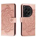 For OnePlus 12 Sun Mandala Embossing Pattern Phone Leather Case(Rose Gold) - 1