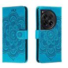 For OnePlus 12 Sun Mandala Embossing Pattern Phone Leather Case(Blue) - 1