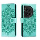 For OnePlus 12 Sun Mandala Embossing Pattern Phone Leather Case(Green) - 1