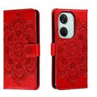 For OnePlus Ace 2V Sun Mandala Embossing Pattern Phone Leather Case(Red) - 1