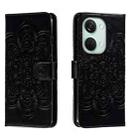 For OnePlus Ace 2V Sun Mandala Embossing Pattern Phone Leather Case(Black) - 1