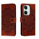 For OnePlus Ace 2V Sun Mandala Embossing Pattern Phone Leather Case(Brown) - 1