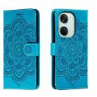 For OnePlus Ace 2V Sun Mandala Embossing Pattern Phone Leather Case(Blue) - 1