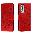 For OnePlus Nord 2 5G Sun Mandala Embossing Pattern Phone Leather Case(Red) - 1