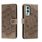 For OnePlus Nord 2 5G Sun Mandala Embossing Pattern Phone Leather Case(Grey) - 1