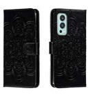 For OnePlus Nord 2 5G Sun Mandala Embossing Pattern Phone Leather Case(Black) - 1