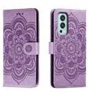 For OnePlus Nord 2 5G Sun Mandala Embossing Pattern Phone Leather Case(Purple) - 1