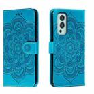 For OnePlus Nord 2 5G Sun Mandala Embossing Pattern Phone Leather Case(Blue) - 1