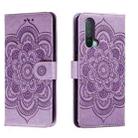For OnePlus Nord CE 5G Sun Mandala Embossing Pattern Phone Leather Case(Purple) - 1