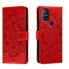 For OnePlus Nord N10 5G Sun Mandala Embossing Pattern Phone Leather Case(Red) - 1