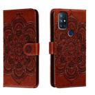 For OnePlus Nord N10 5G Sun Mandala Embossing Pattern Phone Leather Case(Brown) - 1