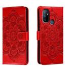 For OnePlus Nord N100 Sun Mandala Embossing Pattern Phone Leather Case(Red) - 1