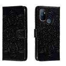 For OnePlus Nord N100 Sun Mandala Embossing Pattern Phone Leather Case(Black) - 1