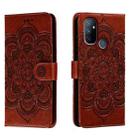 For OnePlus Nord N100 Sun Mandala Embossing Pattern Phone Leather Case(Brown) - 1