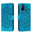 For OnePlus Nord N100 Sun Mandala Embossing Pattern Phone Leather Case(Blue) - 1