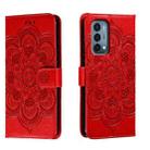 For OnePlus Nord N200 5G Sun Mandala Embossing Pattern Phone Leather Case(Red) - 1