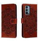 For OnePlus Nord N200 5G Sun Mandala Embossing Pattern Phone Leather Case(Brown) - 1