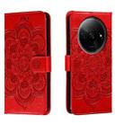 For Xiaomi Redmi A3 Sun Mandala Embossing Pattern Phone Leather Case(Red) - 1